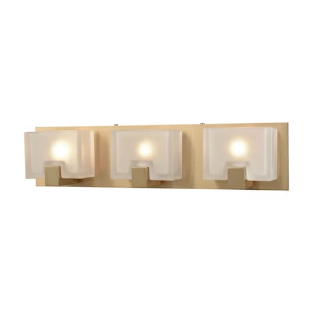 Ridgecrest 3-Lght Vanity Sconce In Satin Brss With Frosted Cast Glass